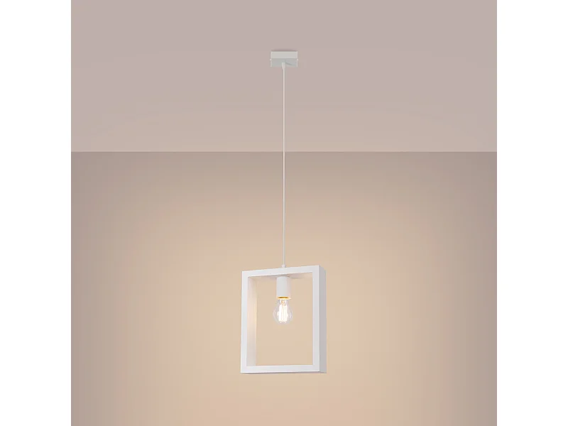 Lampes suspendues Zodiara scandinave en acier/bois - 1 sources lumineuses 3000K - L.24 x H.133 cm - blanc