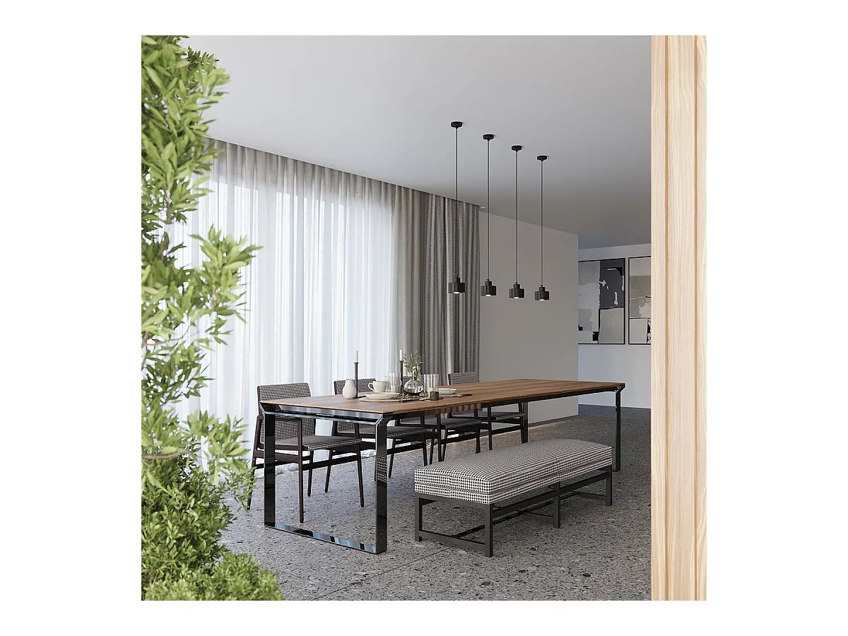 Lampy wiszące nowoczesny Zavros, stal - 1 źródło światła 3000K - L.12 x H.120 cm - czarny