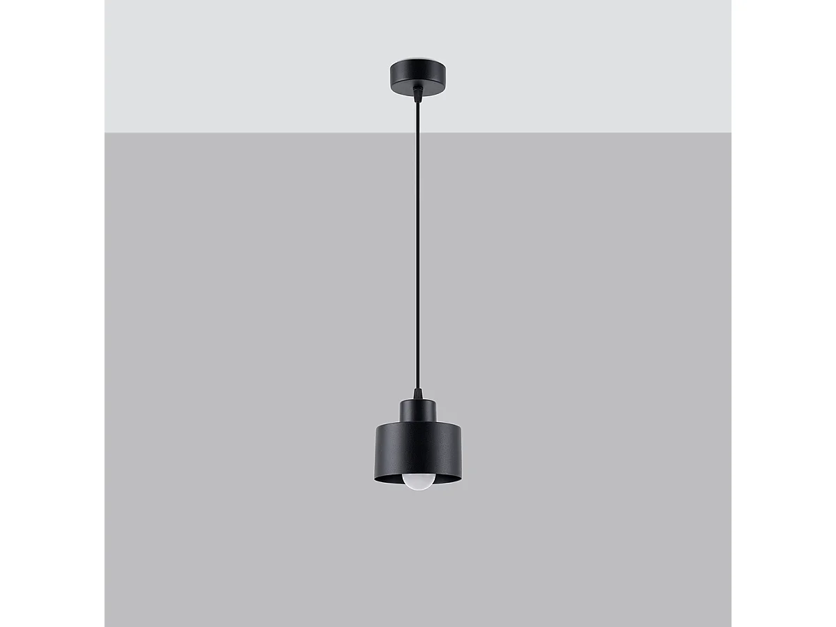 Lampes suspendues Zavros moderne en acier - 1 sources lumineuses 3000K - L.12 x H.120 cm - noir