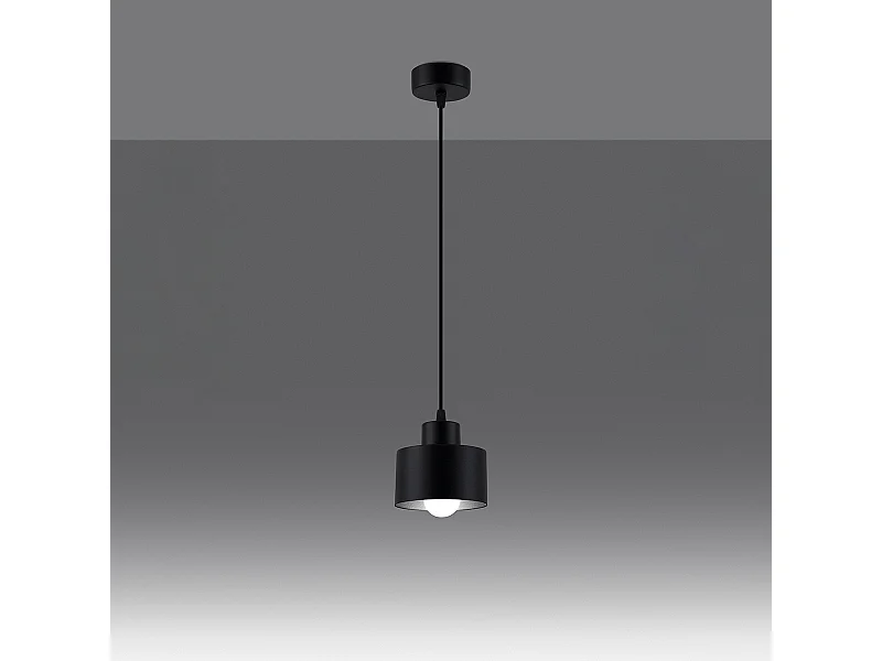 Lampes suspendues Zavros moderne en acier - 1 sources lumineuses 3000K - L.12 x H.120 cm - noir