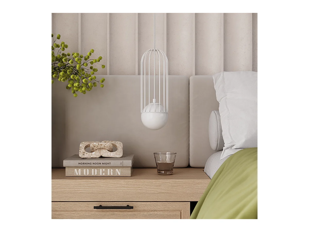 Lampy wiszące nowoczesny Zynex, stal - 3 źródło światła 3000K - L.34 x H.115 cm - biały