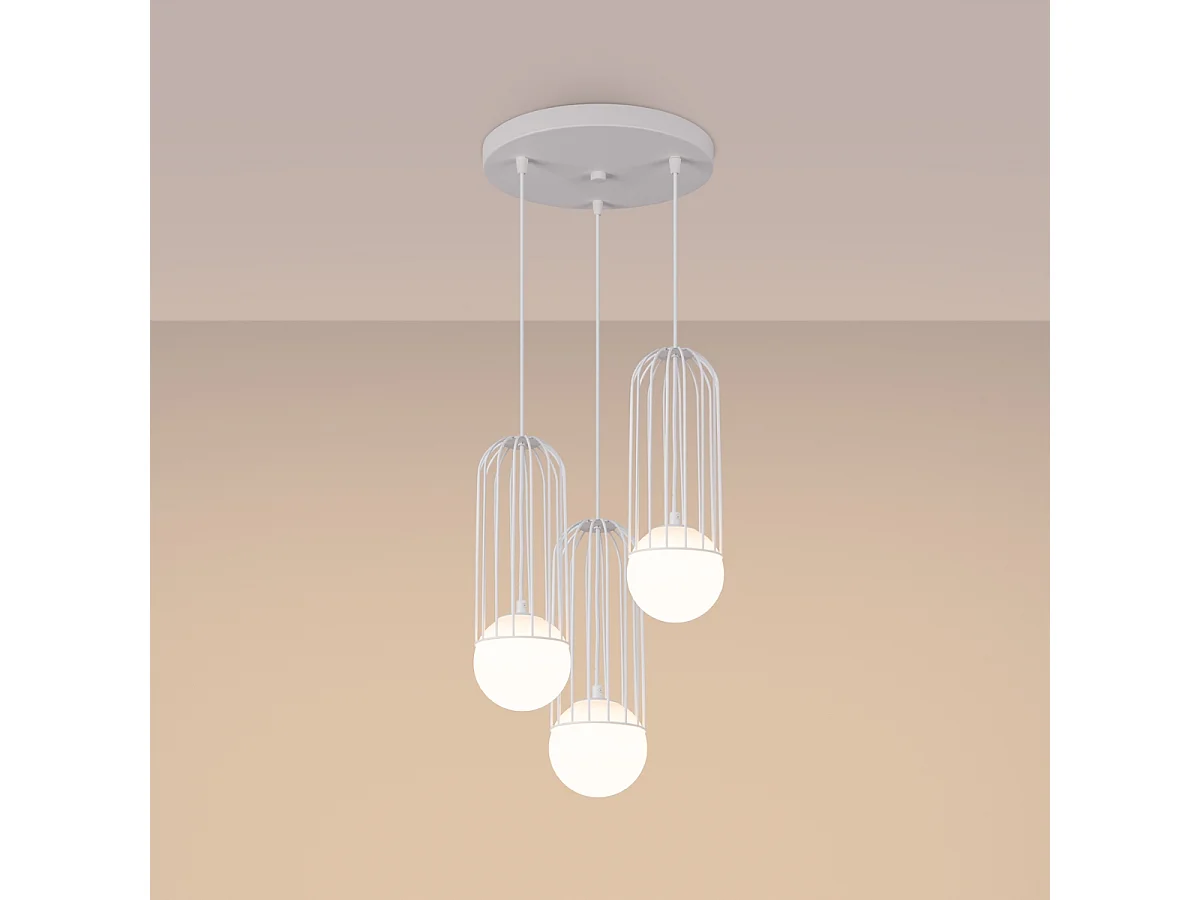 Pendentif Zynex moderne en acier - 3 sources lumineuses 3000K - L.34 x H.115 cm - blanc