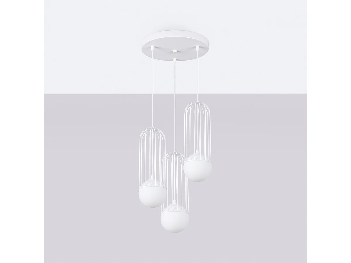 Pendentif Zynex moderne en acier - 3 sources lumineuses 3000K - L.34 x H.115 cm - blanc