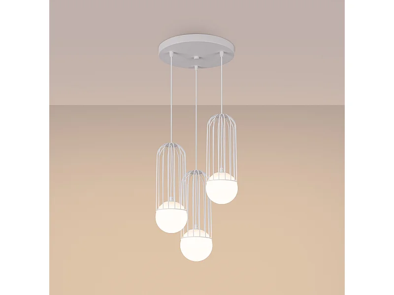 Pendentif Zynex moderne en acier - 3 sources lumineuses 3000K - L.34 x H.115 cm - blanc