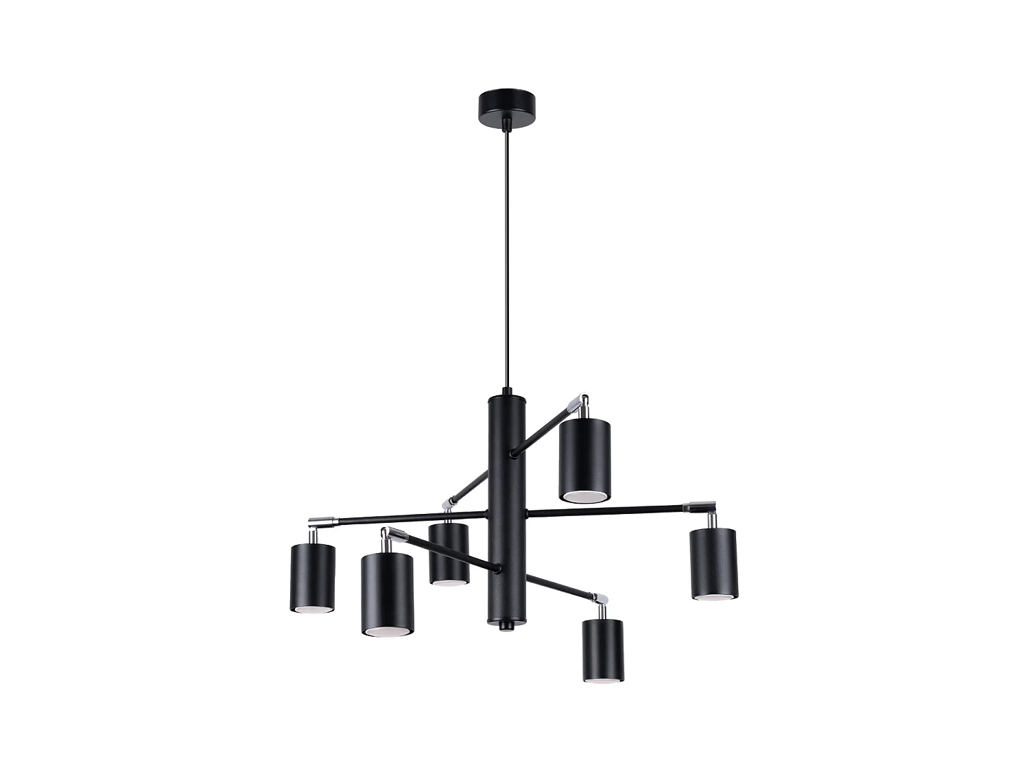 Lustres Torim moderno, aço - 6 fontes de luz 4000K - L.77 x H.125 cm - preto