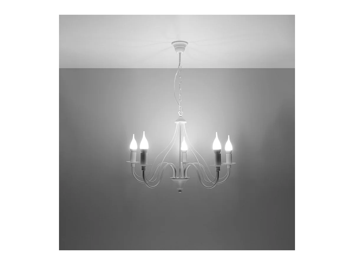 Lustres Vivow moderne en acier - 5 sources lumineuses 4000K - L.60 x H.80 cm - blanc