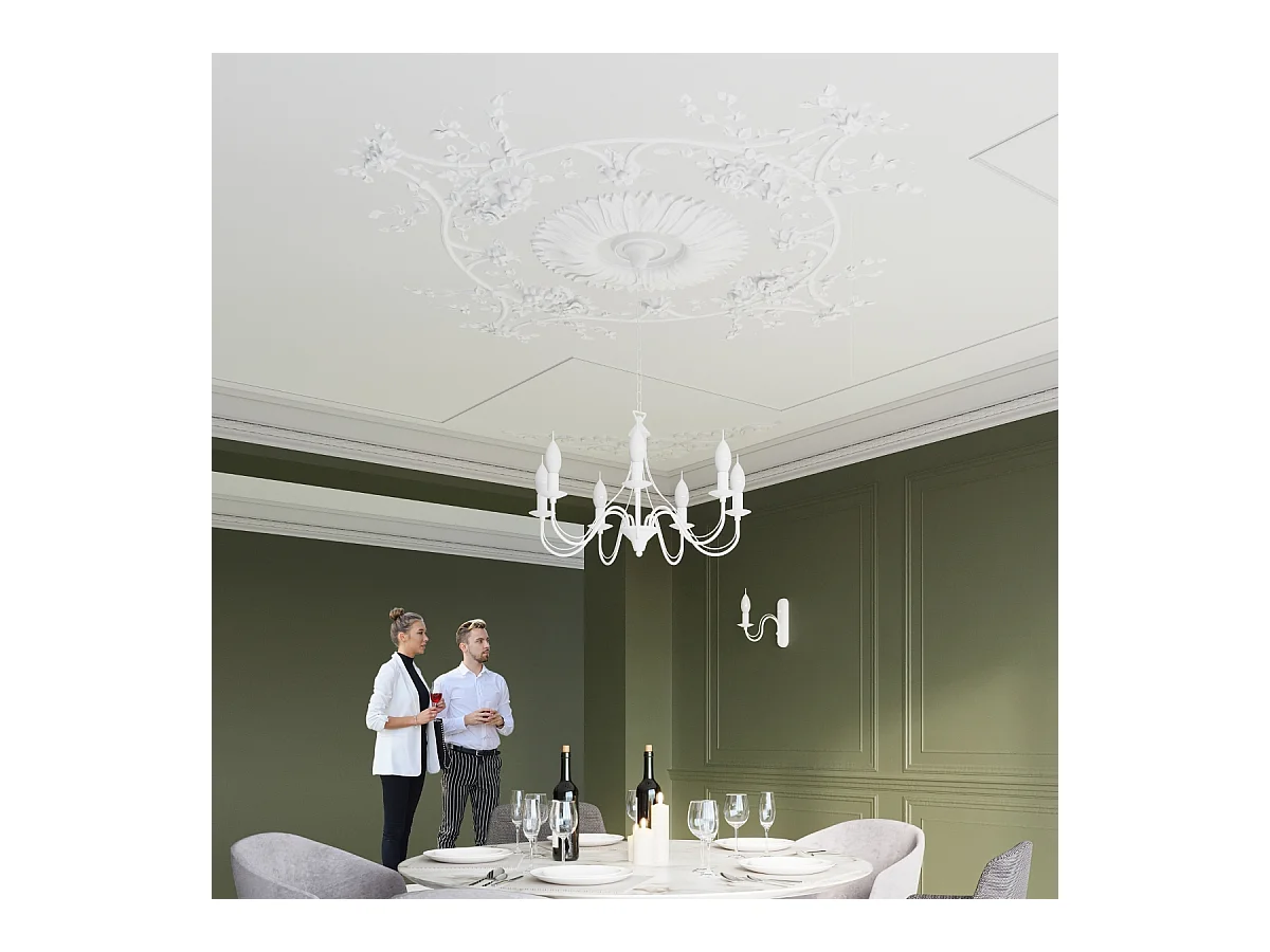 Lustres Vivow moderne en acier - 5 sources lumineuses 4000K - L.60 x H.80 cm - blanc