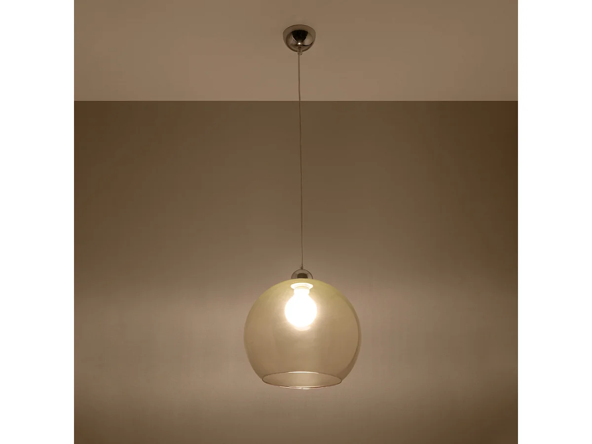Lampade a sospensione Esfera minimalista di acciaio/vetro - 1 sorgenti luminose 3000K - L.30 x A.120 cm - Champagne