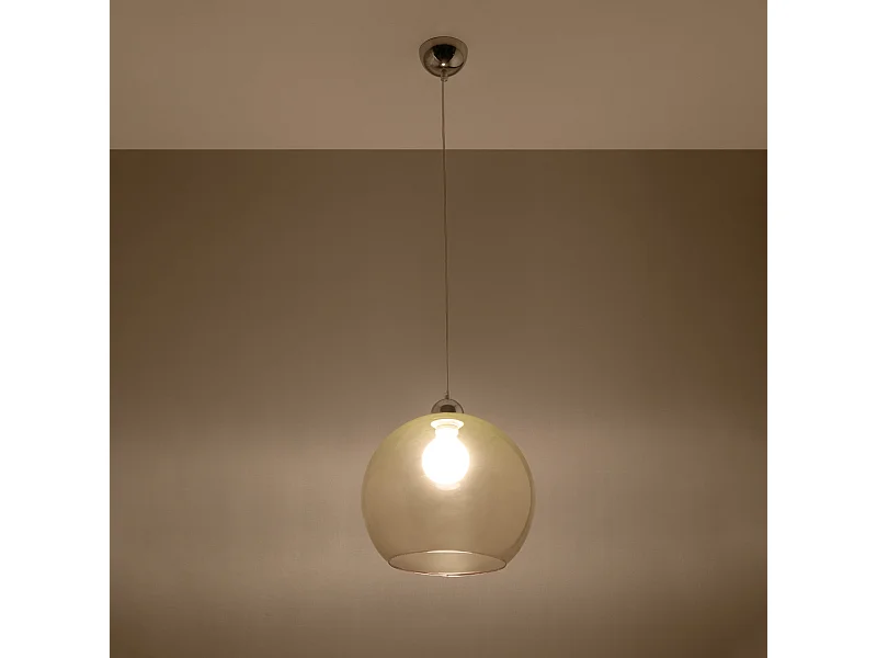 Lampy wiszące minimalistyczny Esfera, stal/szkło - 1 źródło światła 3000K - L.30 x H.120 cm - szampański