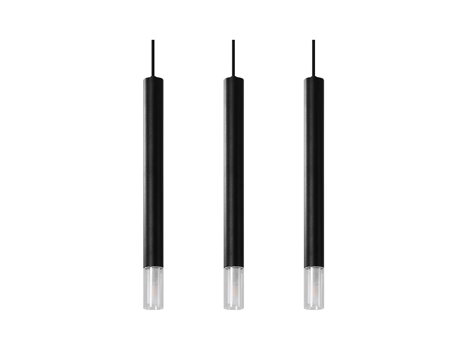 Lampes suspendues Eclim moderne en acier/verre - 3 sources lumineuses 3000K - L.45 x H.120 cm - noir
