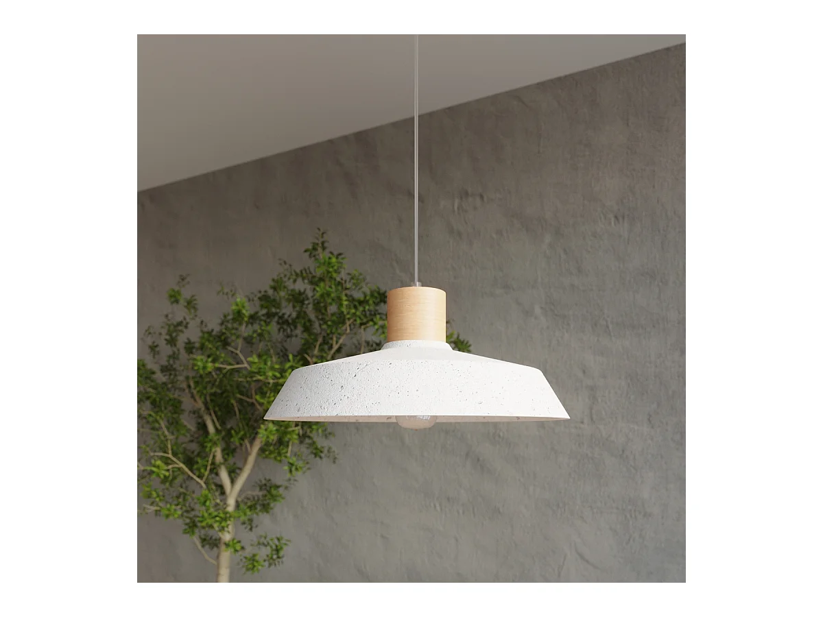 Lampy wiszące industrialny Evoxa, betoNie dotyczyrewno - 1 źródło światła 3000K - L.40 x H.115 cm - szary