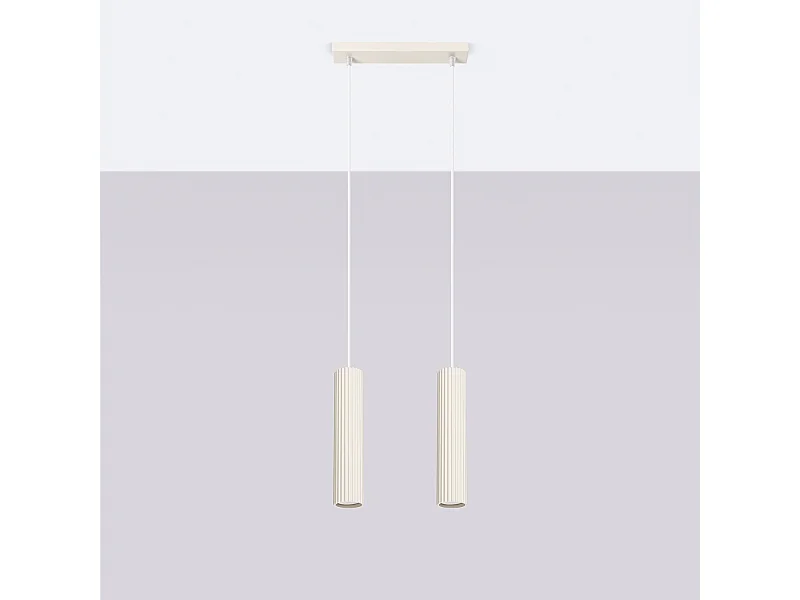 Hanglamp Gloow minimalistisch van  - 2 lichtbronnen 4000K - L.30 x H.90 cm - beige