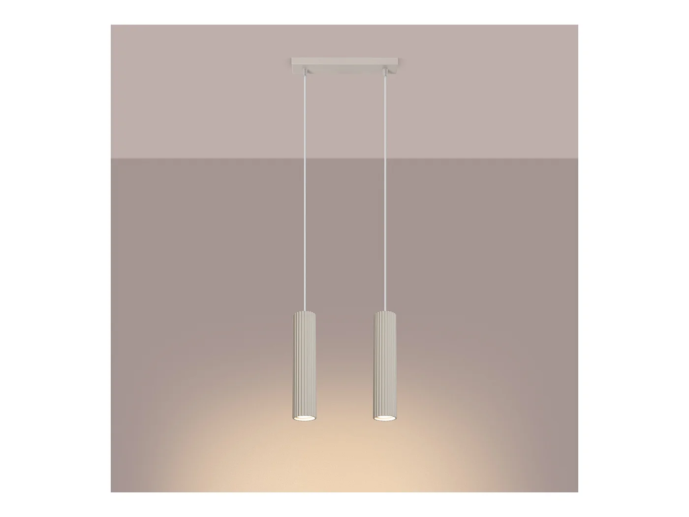 Hanglamp Gloow minimalistisch van  - 2 lichtbronnen 4000K - L.30 x H.90 cm - beige