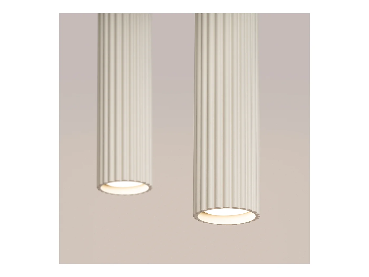 Hanglamp Gloow minimalistisch van  - 2 lichtbronnen 4000K - L.30 x H.90 cm - beige