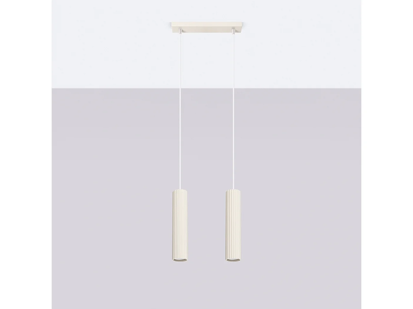 Lampa wisząca minimalistyczny Gloow, aluminium - 2 źródło światła 4000K - L.30 x H.90 cm - beżowy