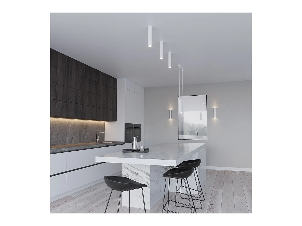 Hanglampen Toris modern van  - 3 lichtbronnen 4000K - L.20 x H.110 cm - wit