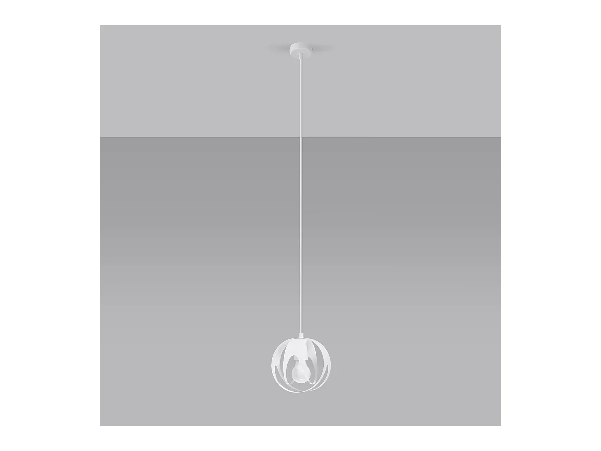 Lampy wiszące nowoczesny Brive, stal - 1 źródło światła 3000K - L.16 x H.125 cm - biały