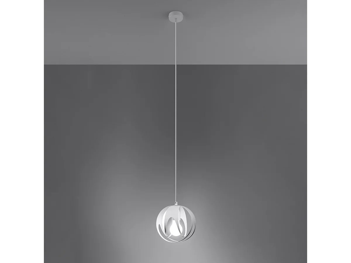 Lampes suspendues Brive moderne en acier - 1 sources lumineuses 3000K - L.16 x H.125 cm - blanc