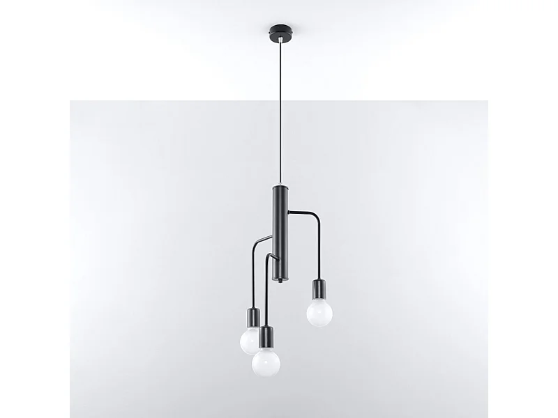 Kroonluchters Luxra zolder van  - 3 lichtbronnen 4000K - L.25 x H.100 cm - zwart