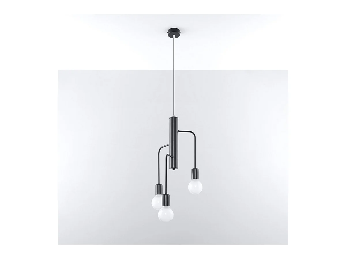 Kroonluchters Luxra zolder van  - 3 lichtbronnen 4000K - L.25 x H.100 cm - zwart