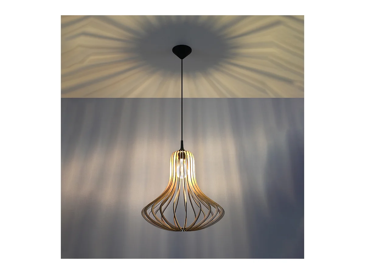 Lampes suspendues Zenix scandinave en bois - 1 sources lumineuses 3000K - L.41 x H.110 cm - bois naturel