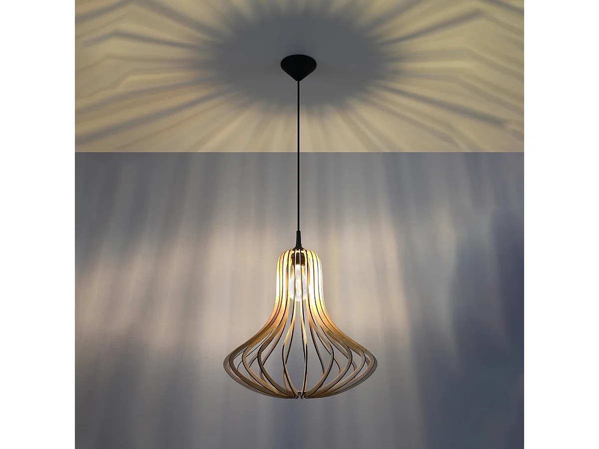 Lampes suspendues Zenix scandinave en bois - 1 sources lumineuses 3000K - L.41 x H.110 cm - bois naturel