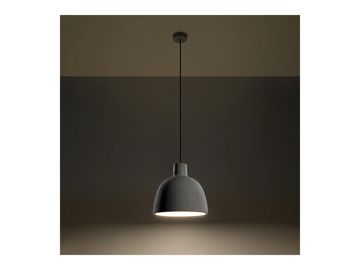 Lampy wiszące industrialny Solyma, beton - 1 źródło światła 4000K - L.28 x H.128 cm - szary