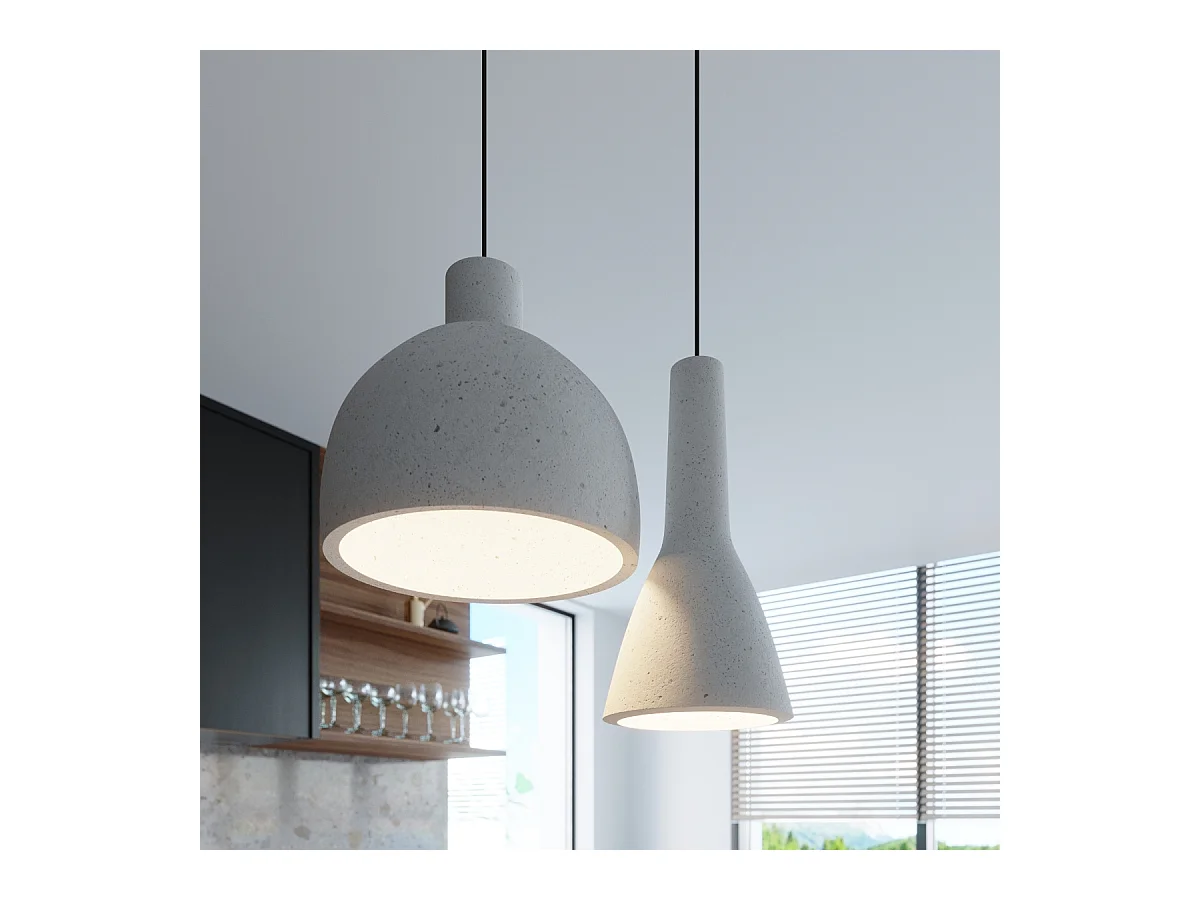 Lampy wiszące industrialny Solyma, beton - 1 źródło światła 4000K - L.28 x H.128 cm - szary