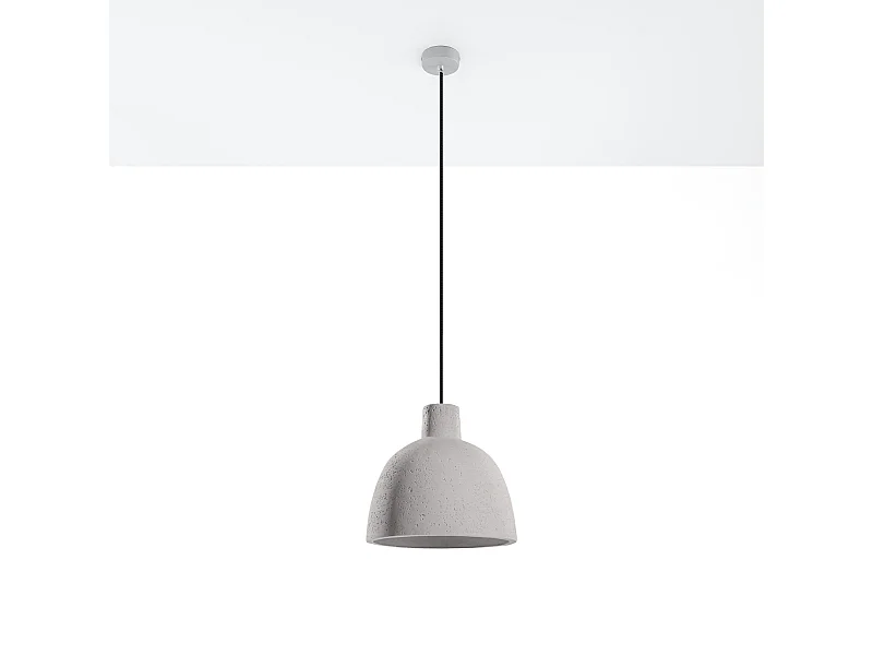 Lampes suspendues Solyma industriel en béton - 1 sources lumineuses 4000K - L.28 x H.128 cm - gris