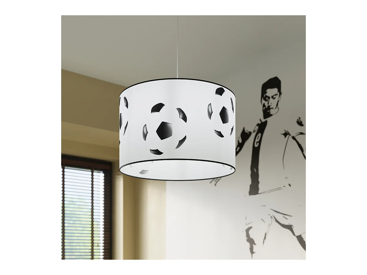Lampes suspendues Calcio a moderne en PVC - 1 sources lumineuses 3000K - L.40 x H.82 cm - blanc noir