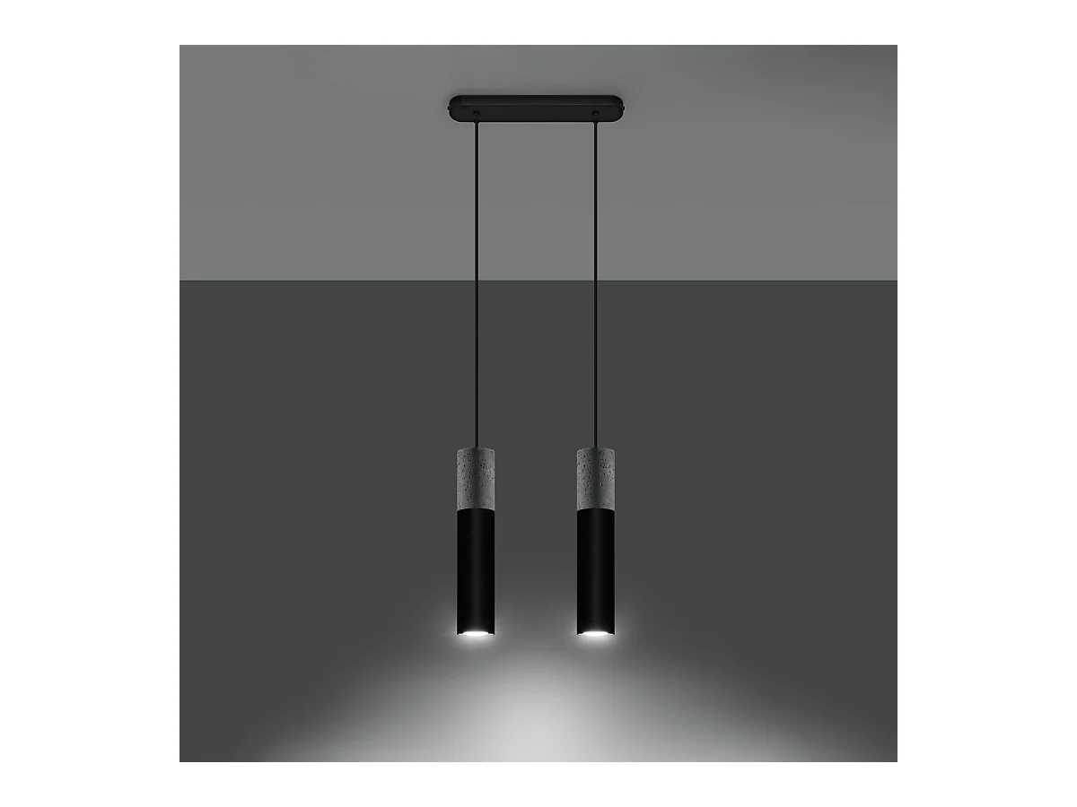 Lampade a sospensione Lume moderno di acciaio/cemento - 2 sorgenti luminose 4000K - L.30 x A.90 cm - nero/grigio