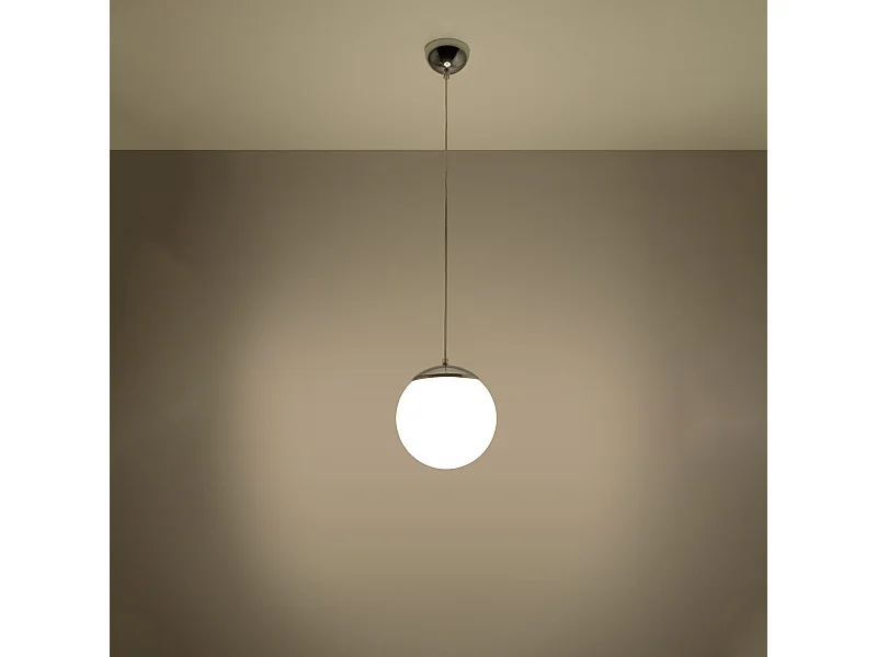 Lampy wiszące minimalistyczny Stera, stal/szkło - 1 źródło światła 3000K - L.20 x H.110 cm - biały/chrom