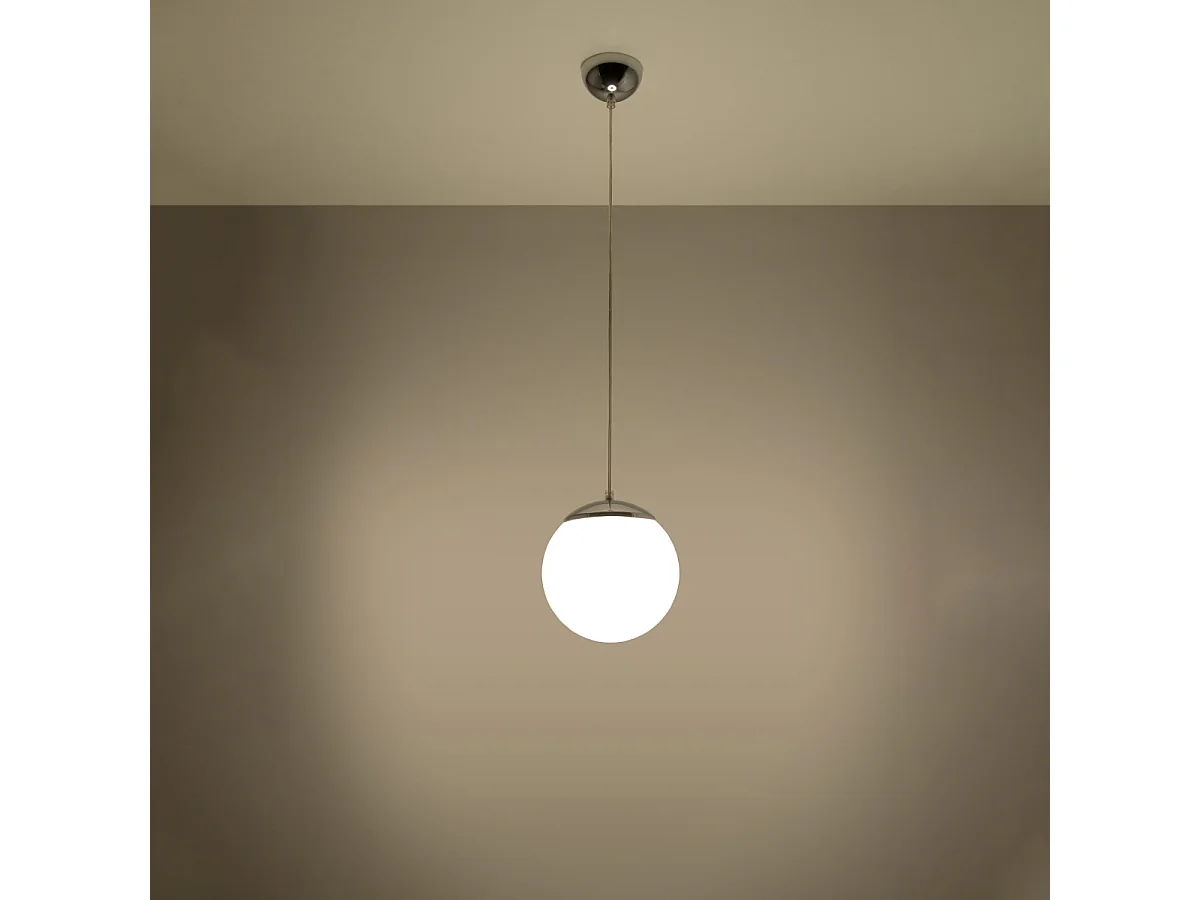 Lampes suspendues Stera minimaliste en acier/verre - 1 sources lumineuses 3000K - L.20 x H.110 cm - blanc/chromé