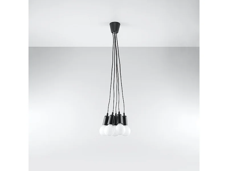 Lampy wiszące nowoczesny Astis, PVC - 5 źródło światła 4000K - L.25 x H.90 cm - czarny