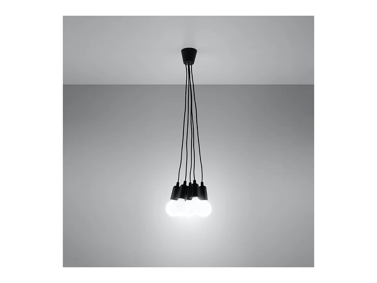 Hanglampen Astis modern van  - 5 lichtbronnen 4000K - L.25 x H.90 cm - zwart