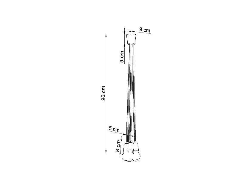 Hanglampen Astis modern van  - 5 lichtbronnen 4000K - L.25 x H.90 cm - zwart