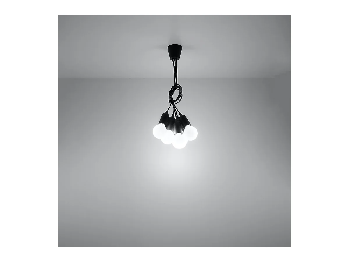 Hanglampen Astis modern van  - 5 lichtbronnen 4000K - L.25 x H.90 cm - zwart