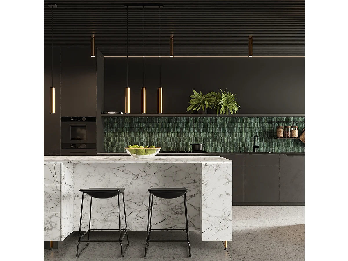 Lampes suspendues Toris moderne en acier - 1 sources lumineuses 4000K - L.8 x H.100 cm - éclat doré