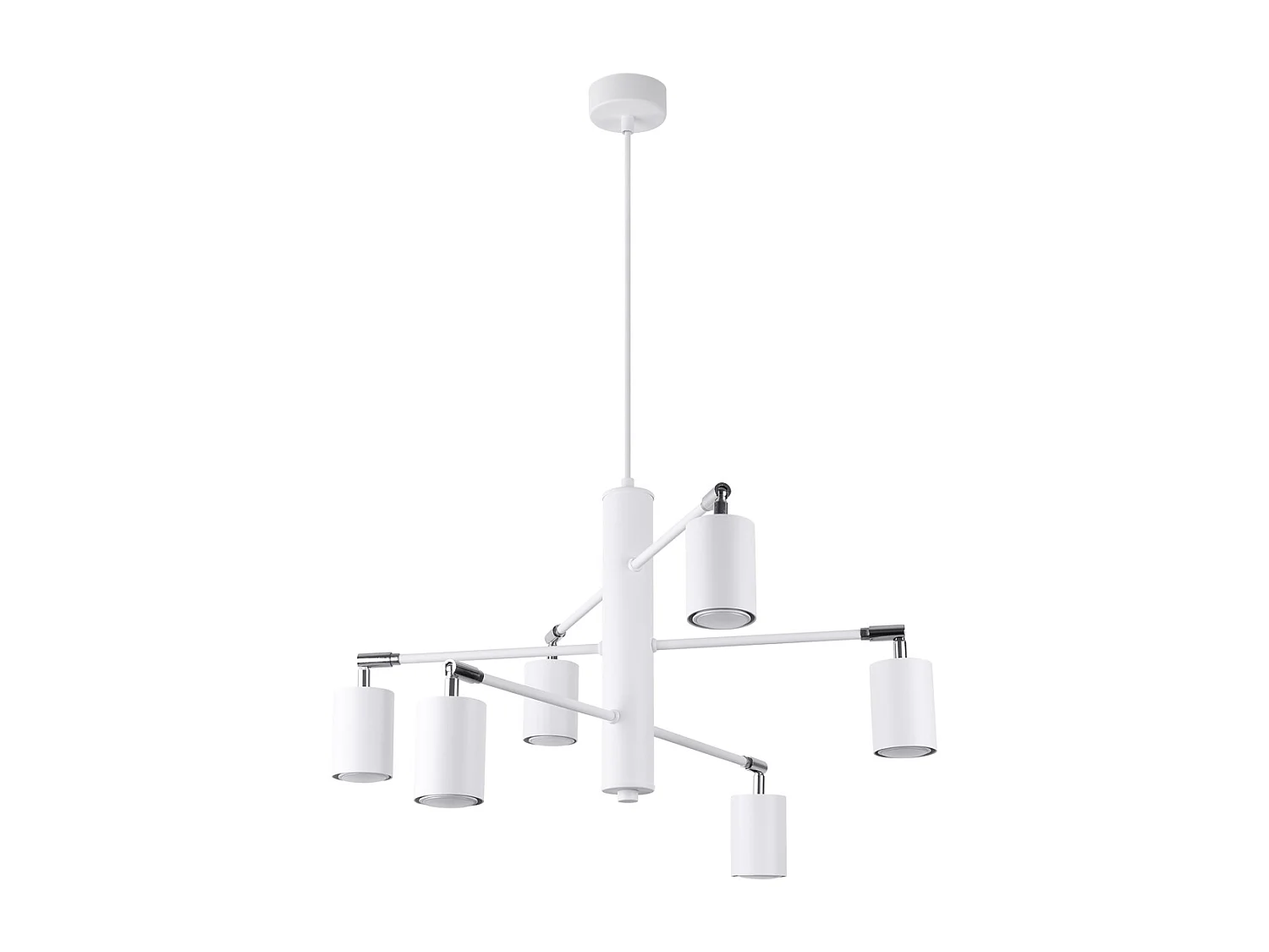 Lustres Torim moderne en acier - 6 sources lumineuses 4000K - L.77 x H.125 cm - blanc