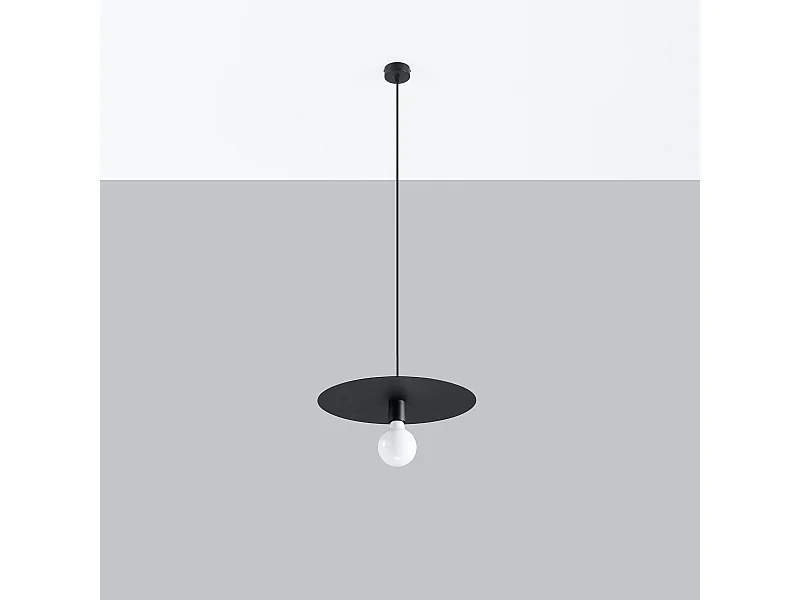 Lampy wiszące nowoczesny Flavieta, stal - 1 źródło światła 4000K - L.40 x H.105 cm - czarny