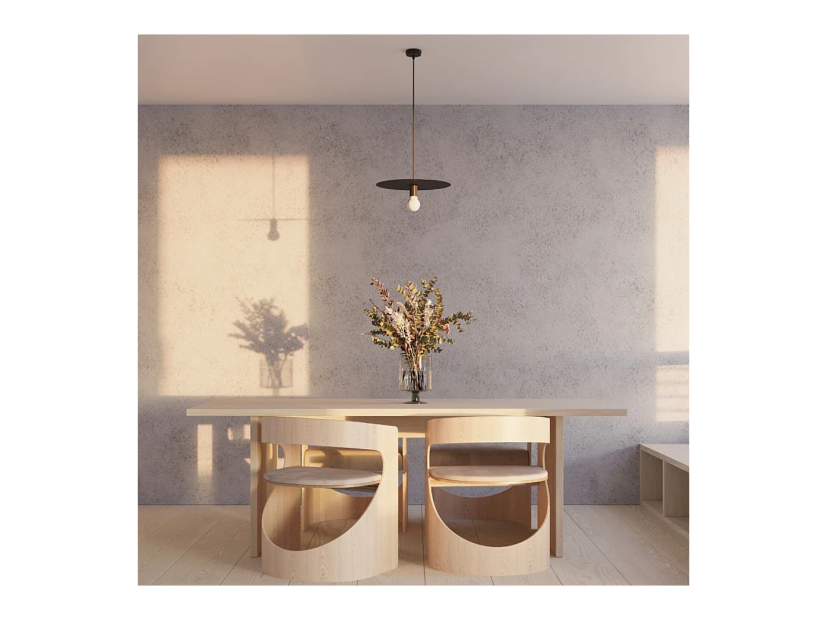 Lampy wiszące nowoczesny Flavieta, stal - 1 źródło światła 4000K - L.40 x H.105 cm - czarny