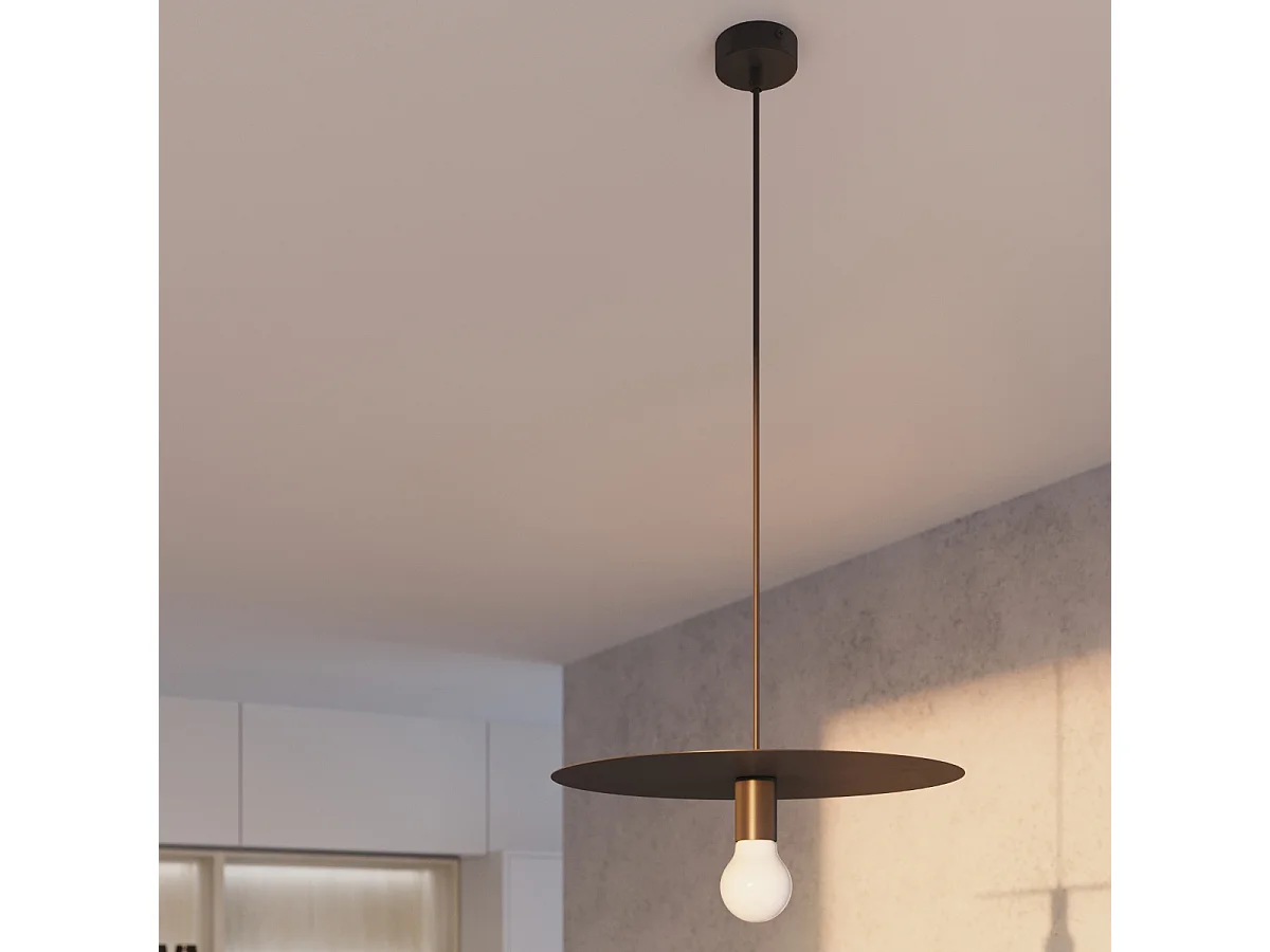 Lampes suspendues Flavieta moderne en acier - 1 sources lumineuses 4000K - L.40 x H.105 cm - noir