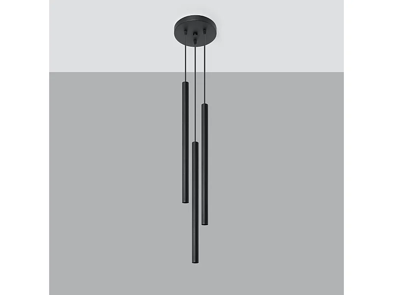 Pendelleuchten Brill modern aus  Stahl - 3 lichtquellen 4000K - L.20 x H. cm - Schwarz