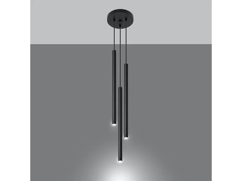 Lampes suspendues Brill moderne en acier - 3 sources lumineuses 3000K - L.20 x H.90 cm - noir