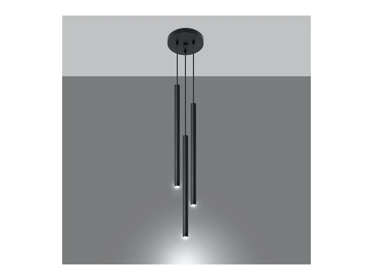 Lampes suspendues Brill moderne en acier - 3 sources lumineuses 3000K - L.20 x H.90 cm - noir