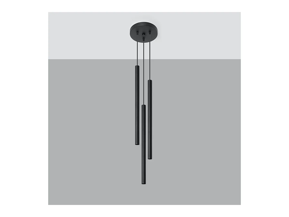 Lampes suspendues Brill moderne en acier - 3 sources lumineuses 3000K - L.20 x H.90 cm - noir