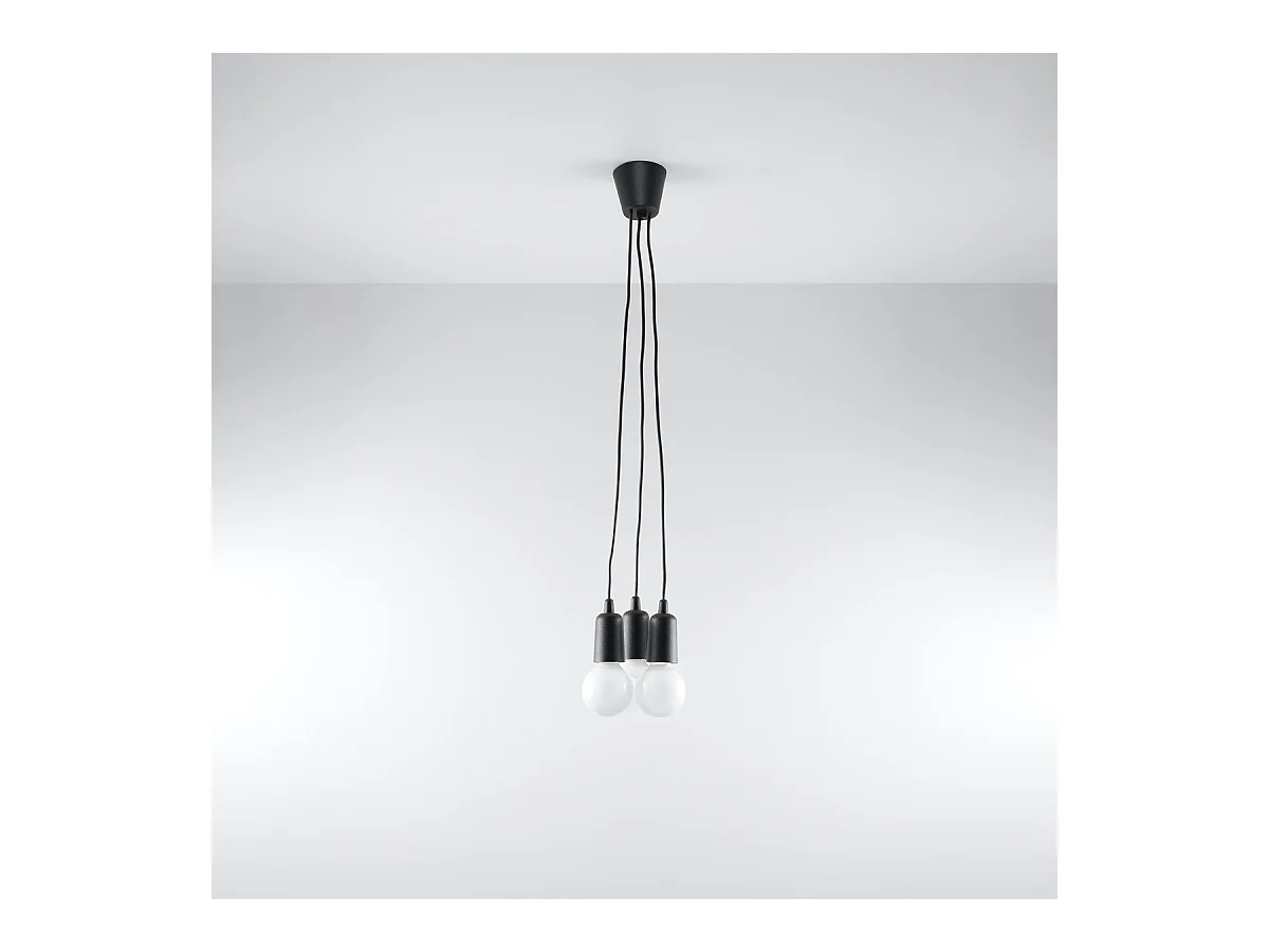 Lampes suspendues Astis moderne en PVC - 3 sources lumineuses 3000K - L.15 x H.90 cm - noir
