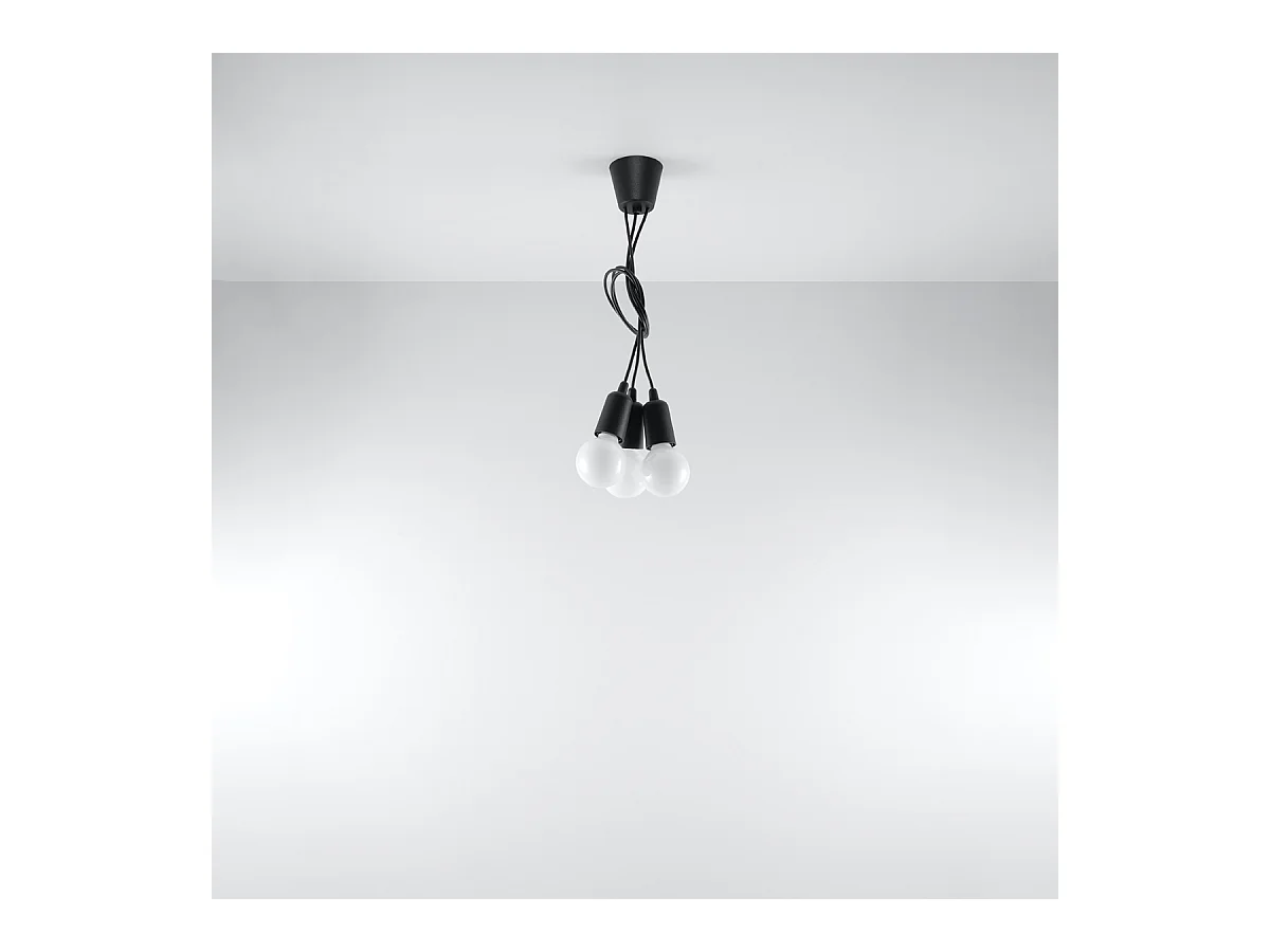 Lampes suspendues Astis moderne en PVC - 3 sources lumineuses 3000K - L.15 x H.90 cm - noir