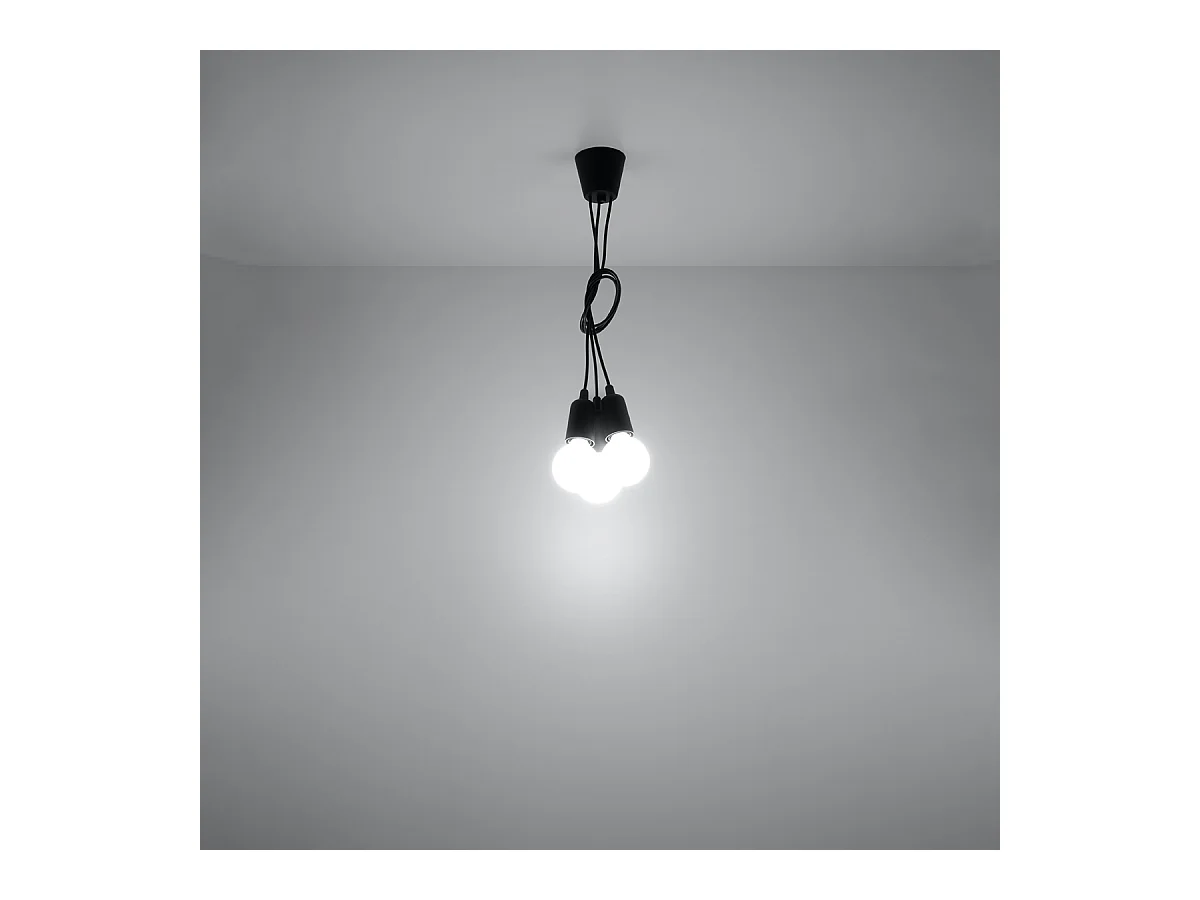 Lampes suspendues Astis moderne en PVC - 3 sources lumineuses 3000K - L.15 x H.90 cm - noir