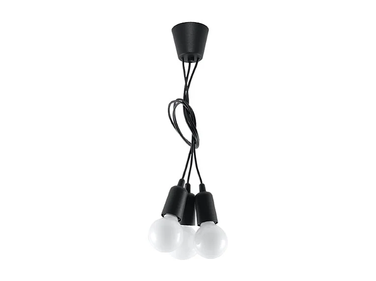 Lampes suspendues Astis moderne en PVC - 3 sources lumineuses 3000K - L.15 x H.90 cm - noir